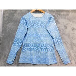 Nike Pro Shirt Womens Large Blue Thermal Long Sleeve Base Layer Top Geometric